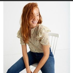 NWOT Madewell Short Sleeve Embroidered Blouse XS